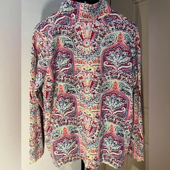 TALBOTS WOMEN'S PAISLEY QUARTER-ZIP PULLOVER FLEECE - Picture 6 of 6